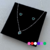 Conjunto Coração Colar + Brincos Cores Veneziana 45cm - Prata Italiana
