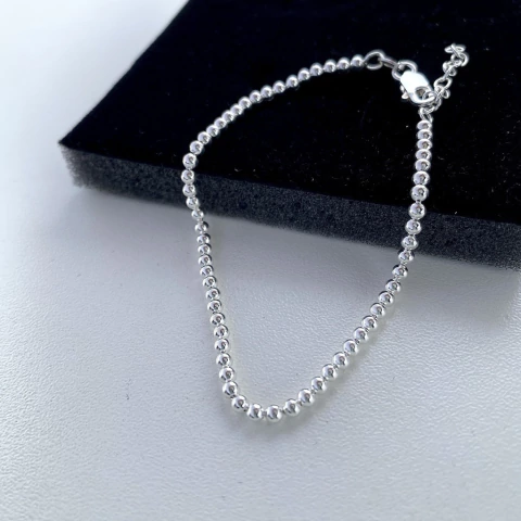 Pulseira Bolinha 3,5mm - Prata Italiana