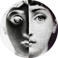 Prato de Parede Estilo Fornasetti Preto e Branco