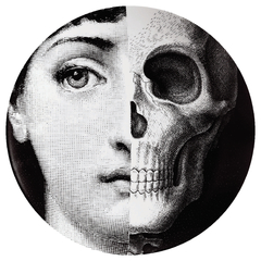 Prato de Parede Estilo Fornasetti Caveira