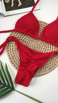 Conjunto Lacinho Empina Bumbum Vermelho Texturizado - comprar online