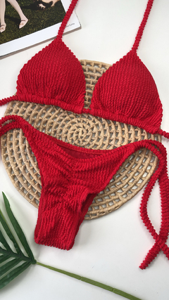 Conjunto Lacinho Empina Bumbum Vermelho Texturizado