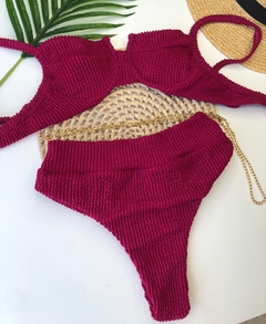 Conjunto Meia Taça Hot Pant Vinho Texturizado - loja online