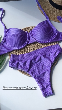 Conjunto Meia Taça Hot Pant Lavanda Canelado