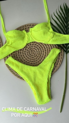 Biquíni Meia Taça Amarelo Neon Texturizado