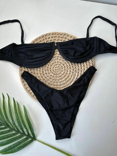 Conjunto Taça Sereia Preto Canelado
