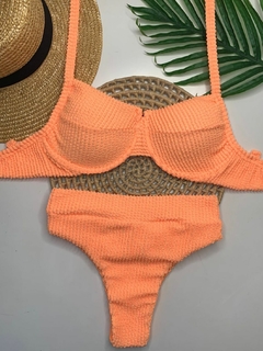 Conjunto Meia Taça Hot Pant Laranja Summer Texturizado