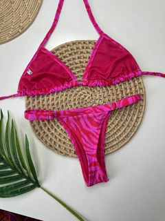 Biquíni Fita Fio Zebra Rosa com Vemelho Liso - comprar online