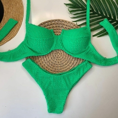 Biquíni Meia Taça Verde Bandeira Texturizado