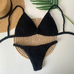 Biquíni Tanga Preto Texturizado