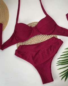 Conjunto Meia Taça Hot Pant Vinho Santorini