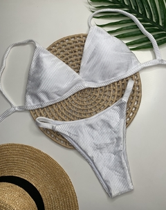 Biquíni Tanga Branco Canelado