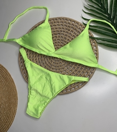 Biquíni Tanga Amarelo Neon Canelado