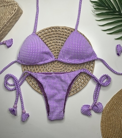 Conjunto Lacinho Xadrez Lilás Texturizado