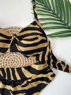 Conjunto Meia Taça Hot Pant Zebra Dourado Canelado - comprar online