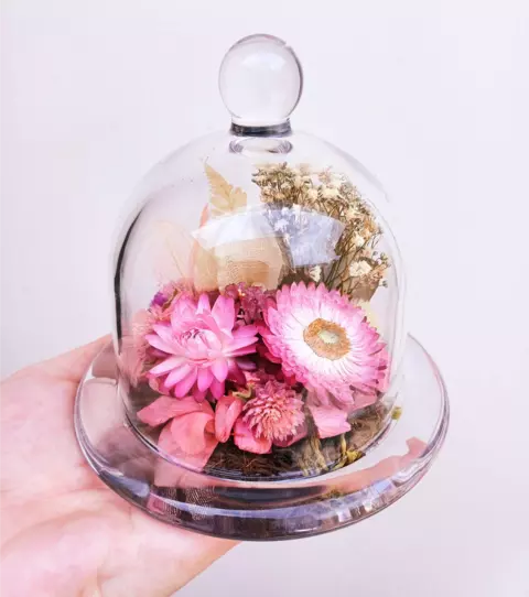 Cúpula de Vidro com Flores Secas – Jardim Encantado em Redoma de Vidro - comprar online