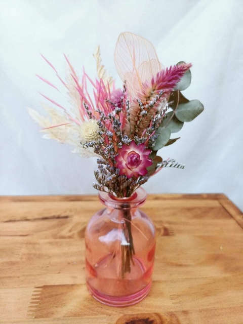 Vaso Pequeno com Arranjo Buquê de Flores Secas - comprar online