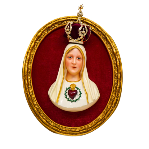 Busto do Imaculado Coração de Maria 50CM - Quadro Oval