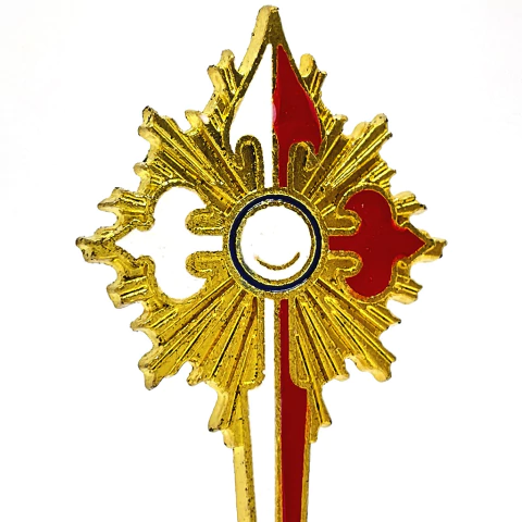 Mini ostensório em formato de Cruz de Santiago - 10 cm