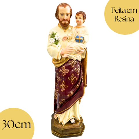 São José com o Menino - 30 cm - Pintado por religiosa