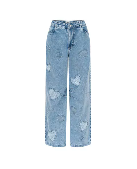 Calça jeans - Hearts -azul