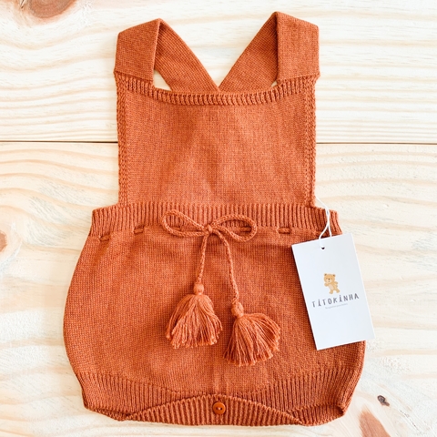 Romper Jardineira pompom terra Tricot