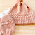 Touca e luva pompom pérolas rose - loja online