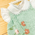 Romper jardineira verde flores + body guippir + faixinha na internet