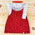 Vestido nuvem tricot vermelho + body rendado + faixinha