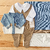 Saída maternidade tricot 4 peças jard c/ cardigan azul