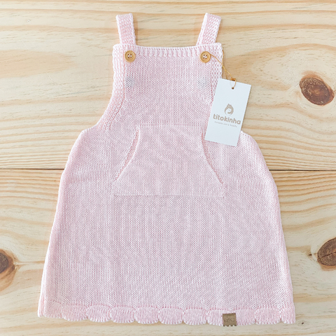 Vestido nuvem tricot rosa bebê