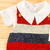 Macacão jardineira listrado azul marinho e vermelho + body golinha - comprar online