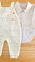 Macacão jardineira longa branco + body camisa ML na internet