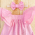 Vestido babados algodão doce rosa