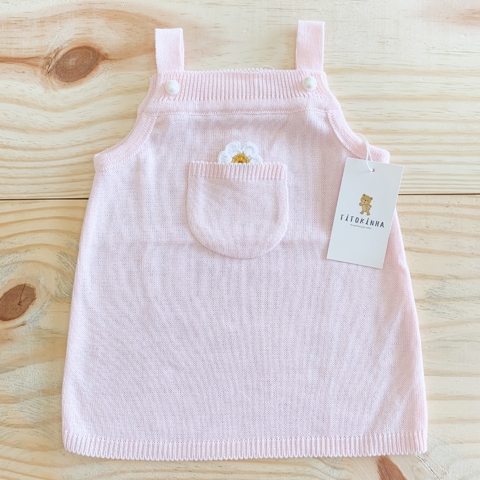 Vestido tricot margarida rosa bebê