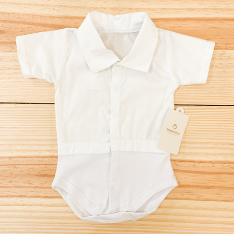 Body camisa basico branco manga curta