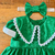 Vestido luz do coração verde c/ faixa laço na internet
