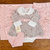Saída maternidade tricot 4 peças vestido lista princesa rosa bebê