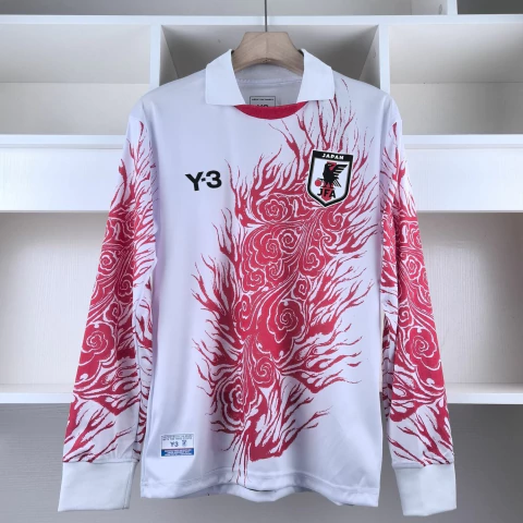 Camisa Manga Longa Japão Y-3 25/26 - Masculino Torcedor - Branco e Vermelho - comprar online