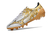 Chuteira Mizuno Alpha Japan FG - Branco e Dourado