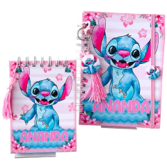 CADERNO UNIVERSITÁRIO - STITCH -  PAPELARIA PERSONALIZADA - AMORCOMDETALHES