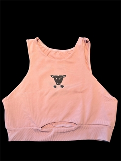Top vazado rosa claro