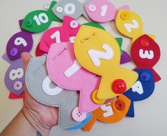 Peixes coloridos com números para montar sequência. - Palácio Feltro