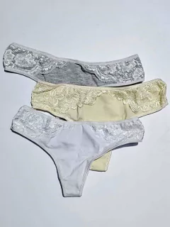 Pack x3 Culotte Less en Algodón con Lycra con Puntilla talle M (171940L)