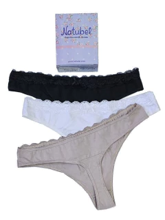 Pack x3 bombacha colaless en Algodón con Lycra y Puntilla talle L (17510L) - comprar online