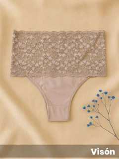 Culote vedetina alta, cintura de puntilla con microfibra (54783) - tienda online