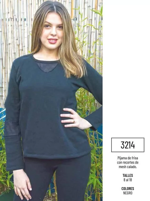 Pijama de Frisa con recortes de mesh calado (173214)