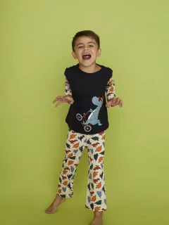 Pijama de dos piezas con puño combinado y estampado (298096J)