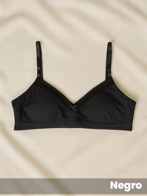 Soutien taza doble sin arco, algodón lycra y puntilla (441001)