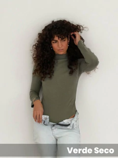 Body Roma algodón-lycra manga larga media polera (77A005) - Adorate